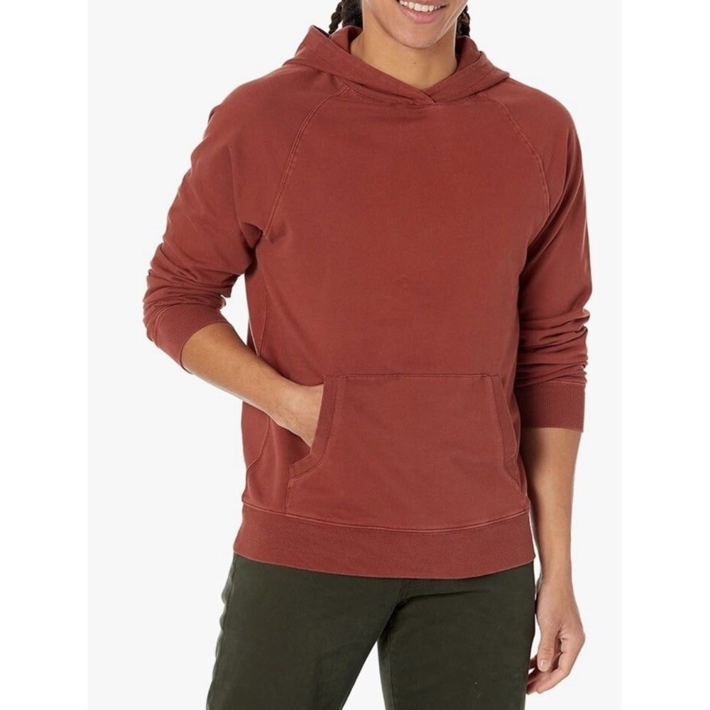 PAIGE Royce Cotton Hooded Pullover Hoodie Mens Small S Cherry Cola Red $149